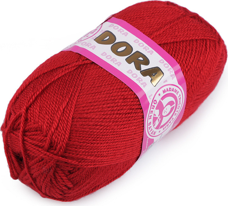 Pletací příze Dora 100 g Varianta: 16 (33) červená tmavá, Balení: 1 ks