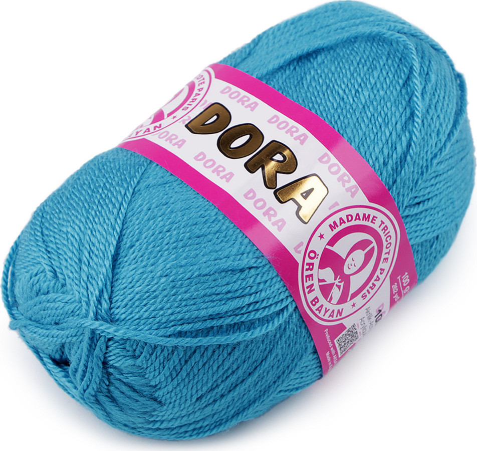Pletací příze Dora 100 g Varianta: 31 (025) modrá azuro, Balení: 1 ks