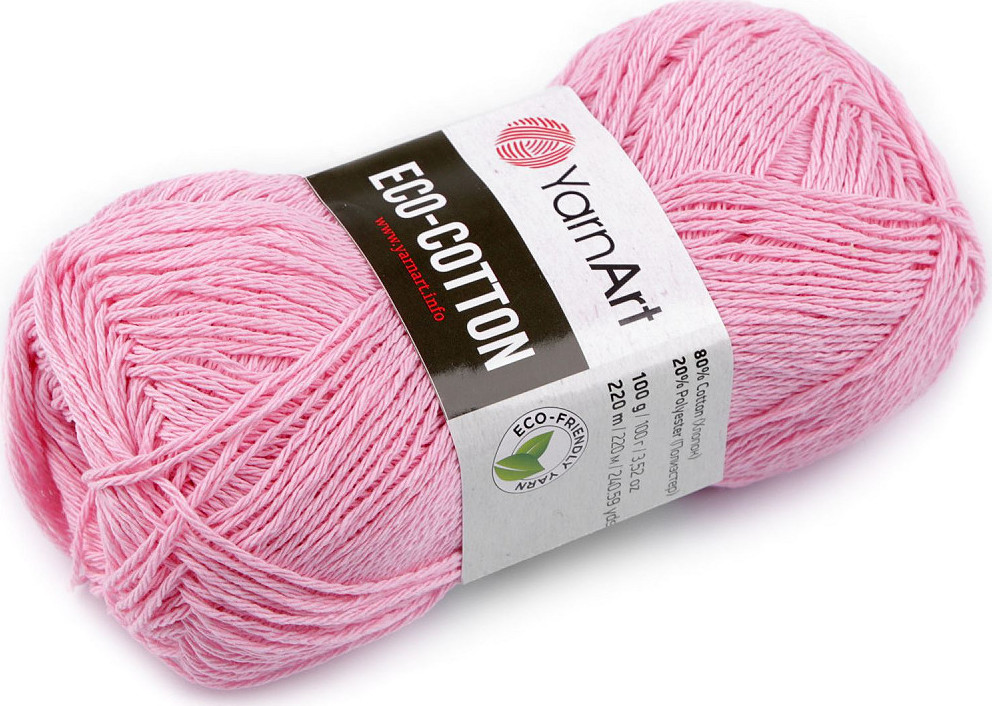 Pletací příze Eco-Cotton 100 g Varianta: 1 (766) růžová sv., Balení: 1 ks
