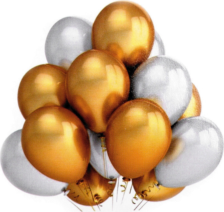 Nafukovací balónky metalické sada Varianta: 2 zlatá stříbrná, Balení: 1 sada
