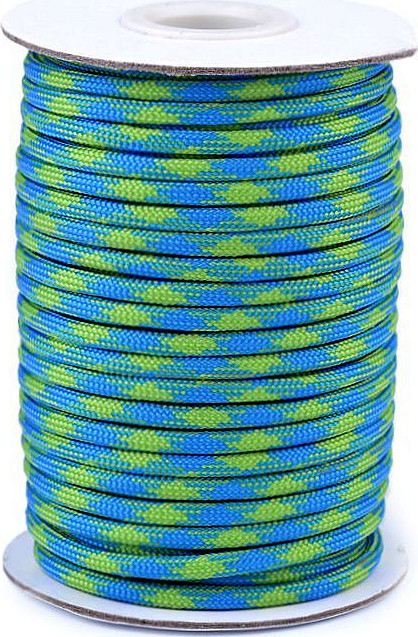 Padáková šňůra Ø4 mm Varianta: 3 modrá zelená, Balení: 25 m