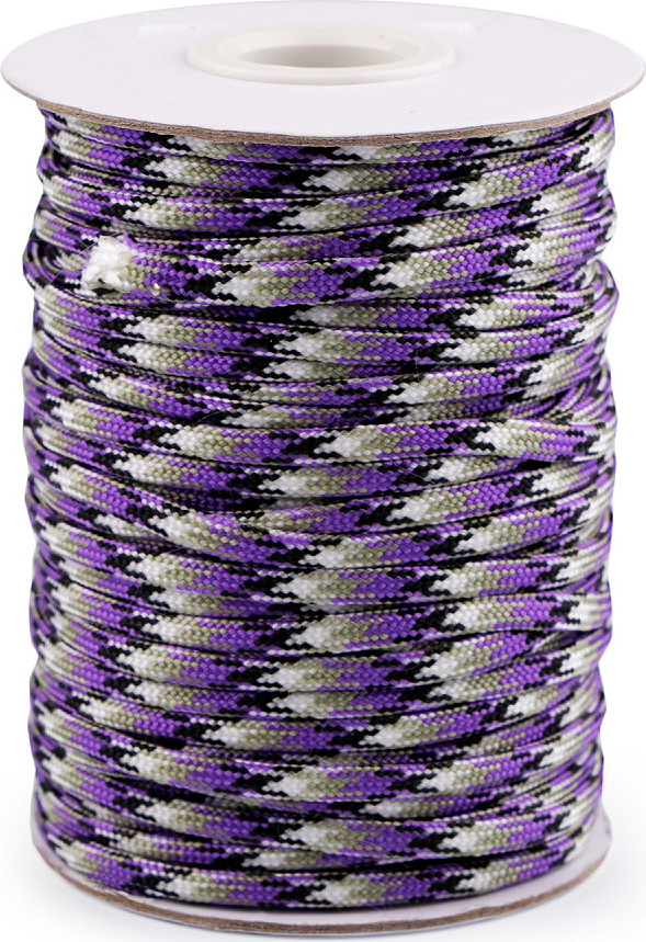 Padáková šňůra Ø4 mm Varianta: 9 (147) šedá uhlová fialová, Balení: 25 m
