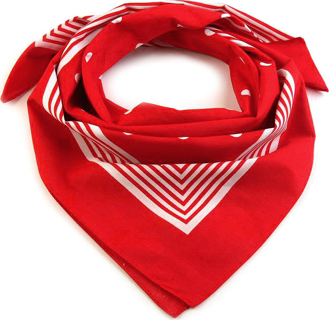 Bavlněný šátek s puntíky 70x70 cm Varianta: 1 červená, Balení: 1 ks
