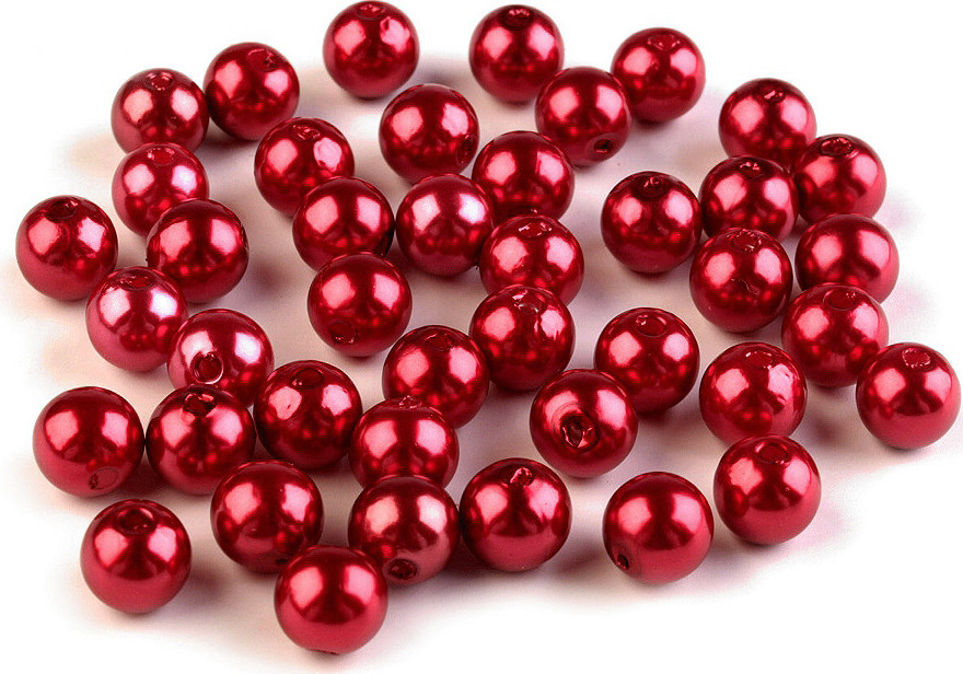 Plastové voskové korálky / perly Glance Ø8 mm Varianta: F80 červená, Balení: 20 g