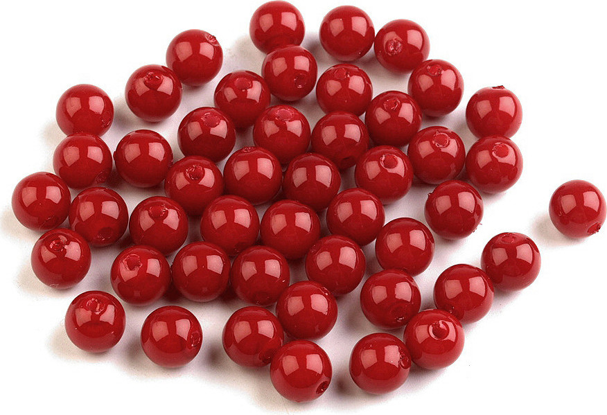 Plastové voskové korálky / perly Glance Ø8 mm Varianta: F40 červená jahoda, Balení: 20 g