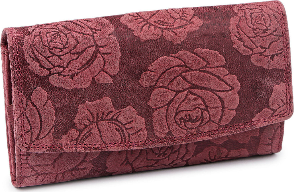 Dámská peněženka kožená růže, ornamenty 9,5x18 cm Varianta: 2 starorůžová, Balení: 1 ks
