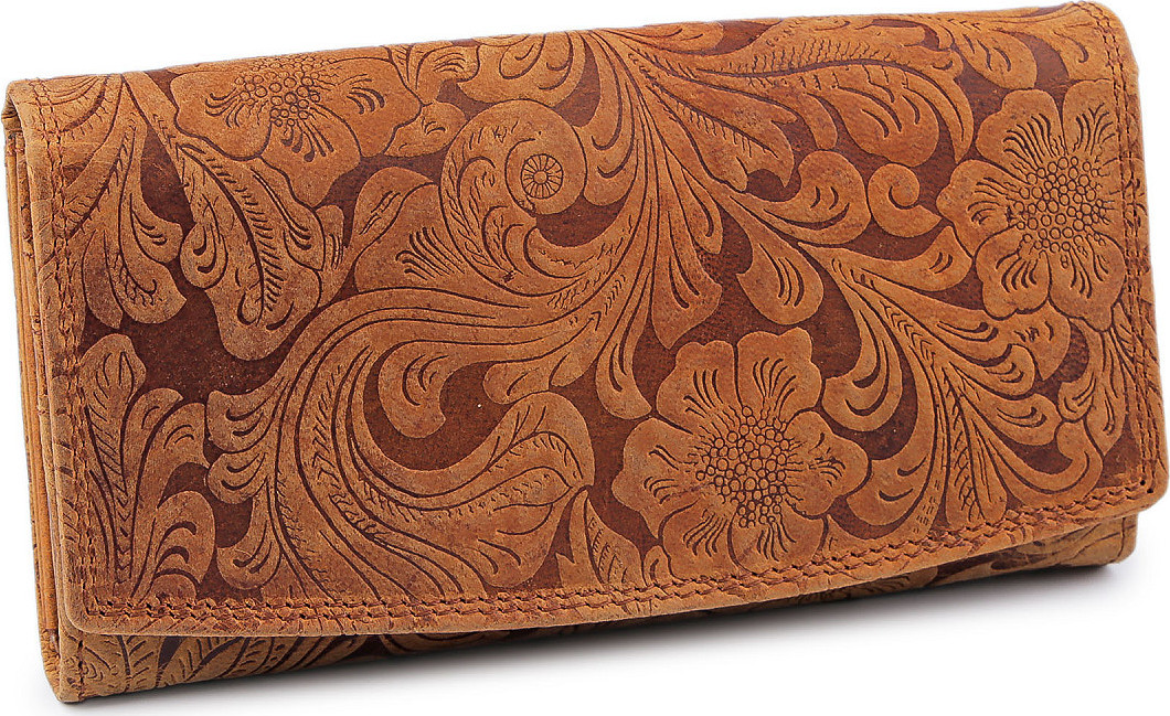 Dámská peněženka kožená růže, ornamenty 9,5x18 cm Varianta: 2 starorůžová, Balení: 1 ks