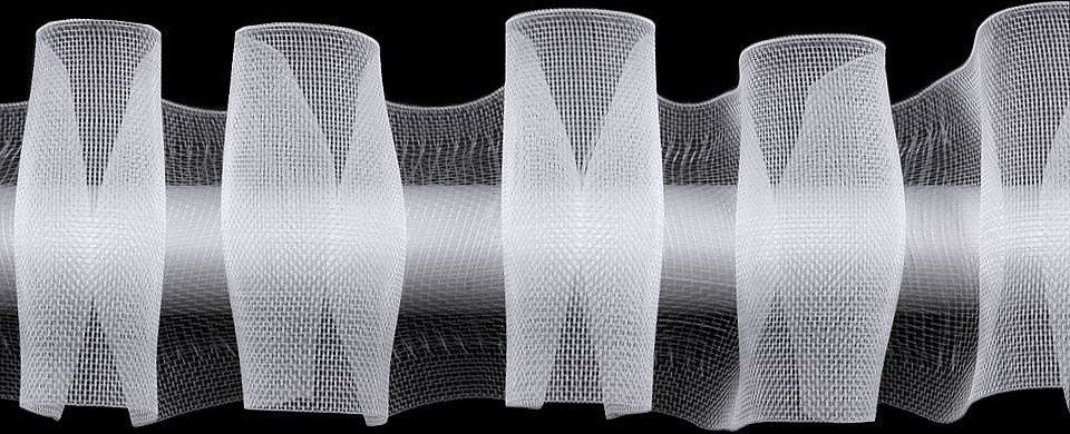 Záclonovka šíře 50 mm s poutky k navlečení na tyč, tužkové řasení Varianta: transparent, Balení: 50 m