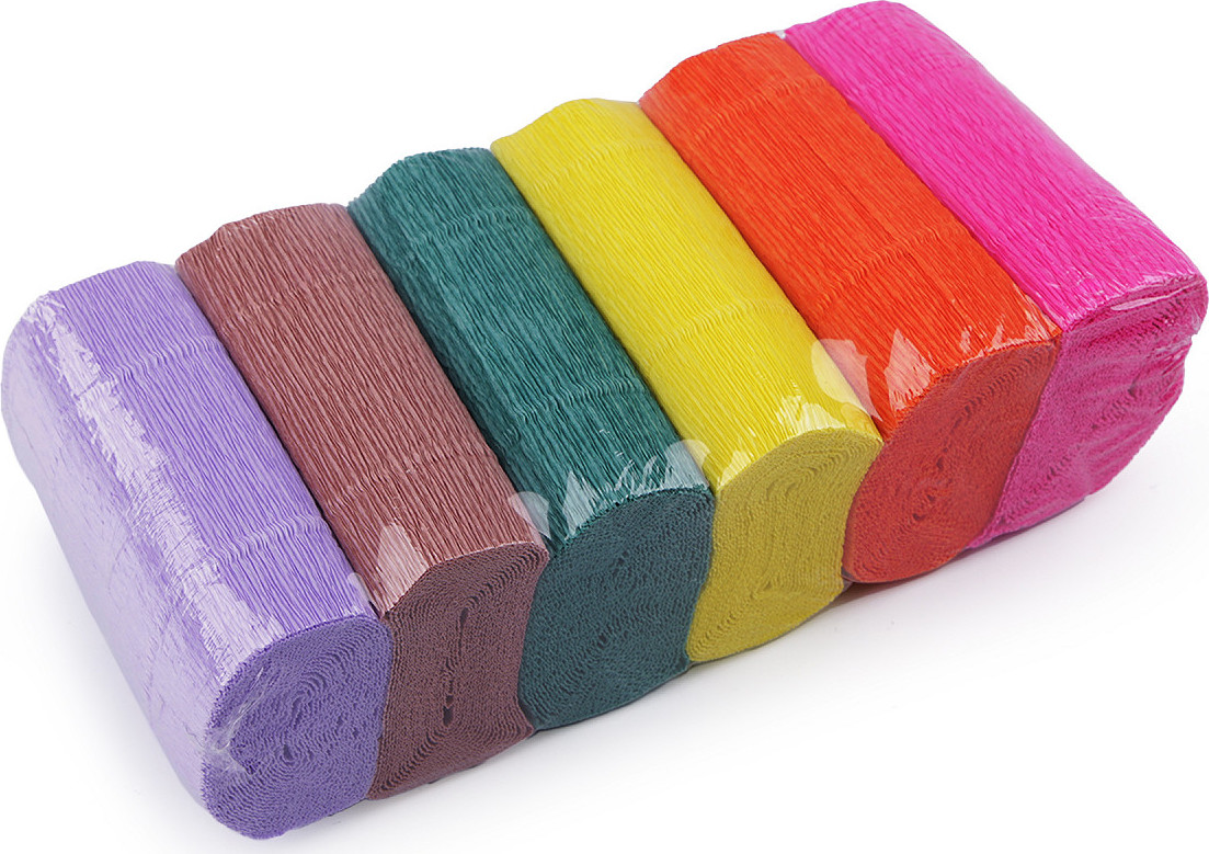Barevný krepový papír Varianta: mix náhodných barev, Balení: 6 ks