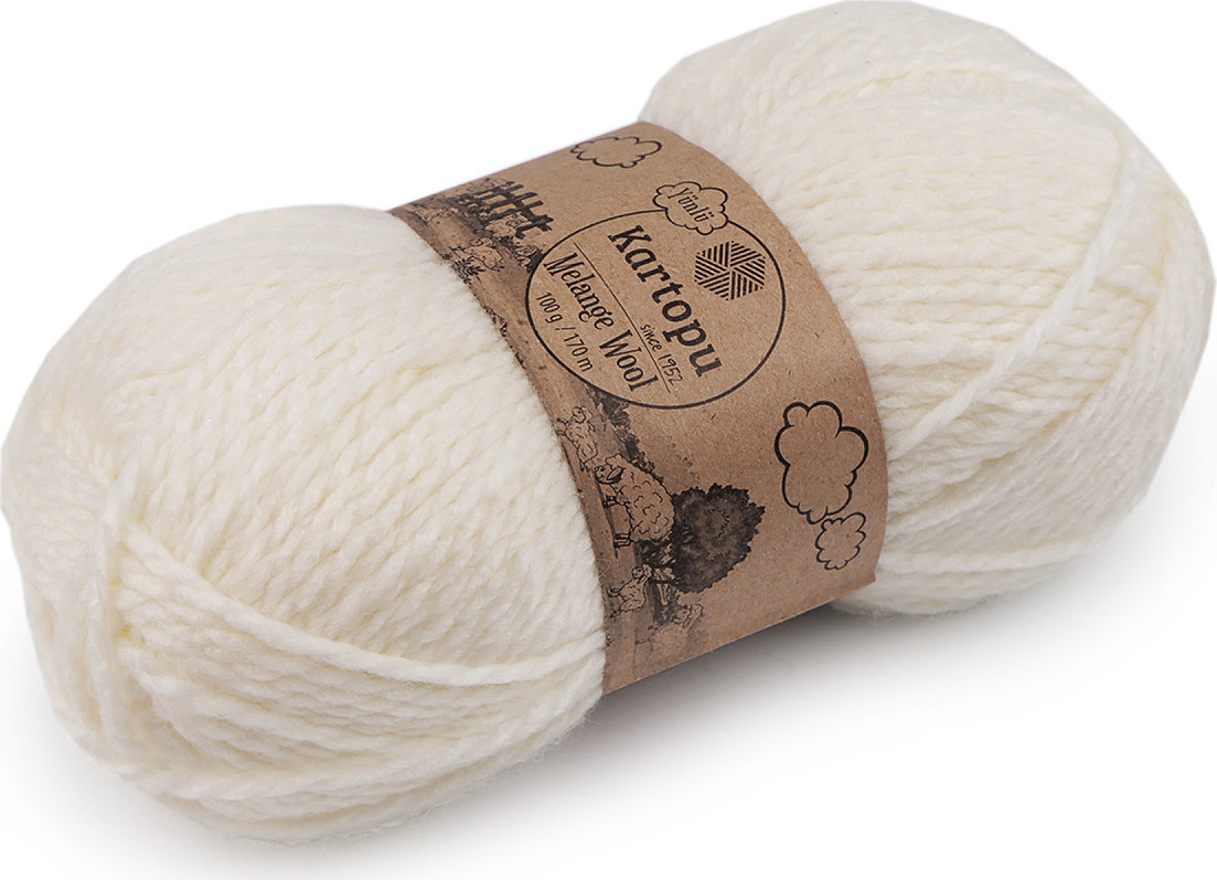 Pletací příze Melange Wool 100 g Varianta: 9 (013) krémová nejsvět., Balení: 1 ks