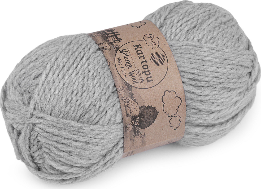 Pletací příze Melange Wool 100 g Varianta: 7 (1000) šedá světlá, Balení: 1 ks