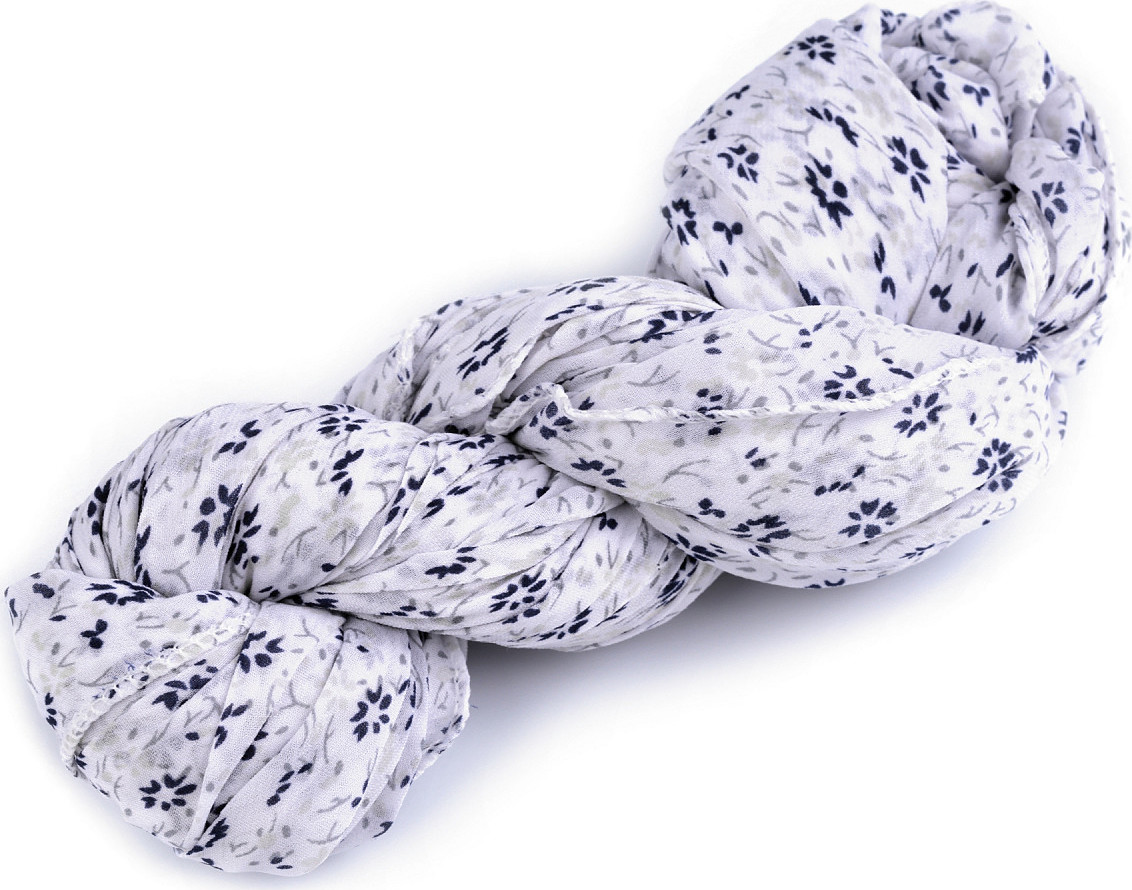 Letní šátek / šála květy 80x160 cm Varianta: 1 bílá, Balení: 1 ks