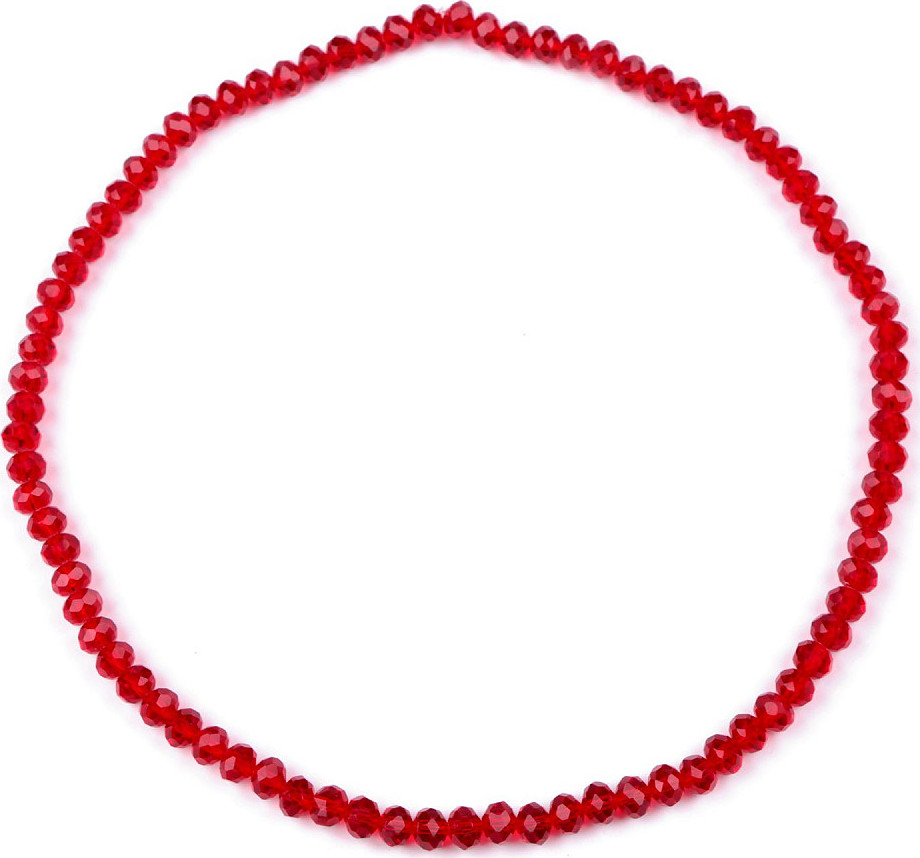 Náhrdelník pružný z broušených skleněných korálků Varianta: 3 červená karmínová, Balení: 1 ks