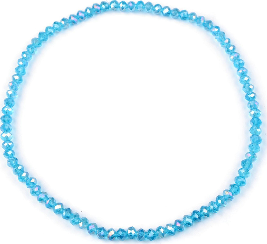 Náhrdelník pružný z broušených skleněných korálků Varianta: 4 modrá azuro, Balení: 1 ks
