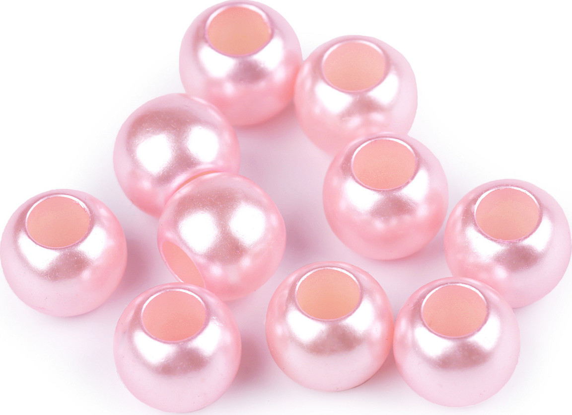 Plastové perly s velkým průvlekem 11x15 mm Varianta: 5 růžová sv., Balení: 10 ks