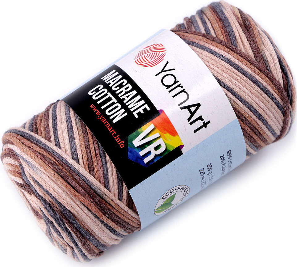 Pletací příze Macrame Cotton 250 g Varianta: 9 (928) hnědá, Balení: 1 ks