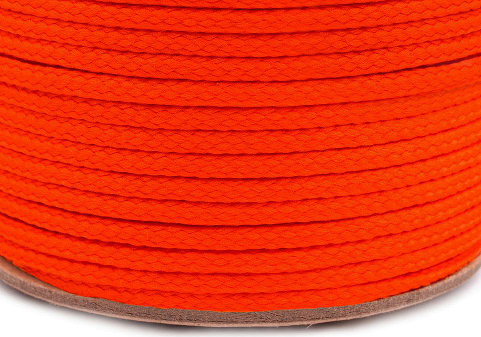 Oděvní šňůra PES Ø4 mm Varianta: 3157 oranžová reflexní neon, Balení: 100 m