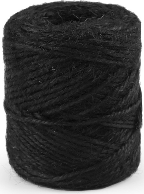 Jutový provázek Ø2 mm k pletení a háčkování 100 g Varianta: 7 (19) černá, Balení: 1 ks
