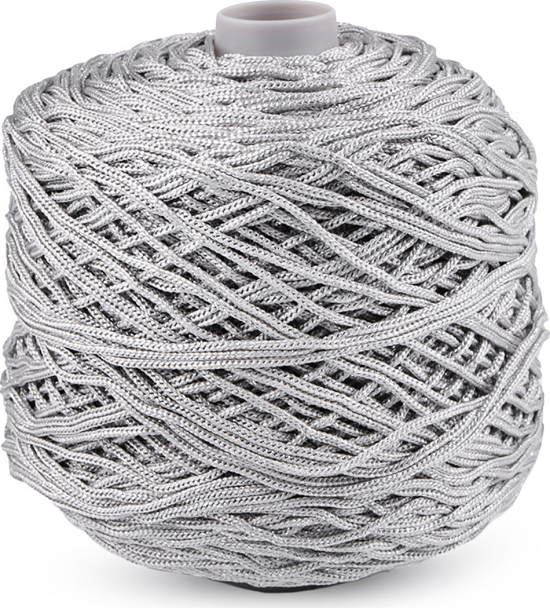 Pletací příze Thay s lurexem, macrame 500 g Varianta: 5 (53) šedá světlá stříbrná, Balení: 1 ks