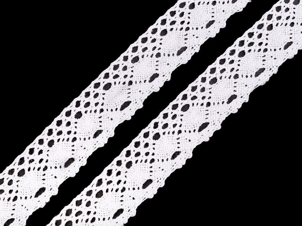 Bavlněná krajka paličkovaná šíře 35 mm Varianta: 1 bílá, Balení: 18 m