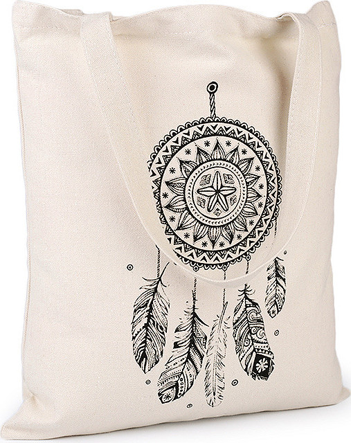 Textilní taška bavlněná 34x39 cm lapač snů Varianta: 1 režná světlá, Balení: 1 ks
