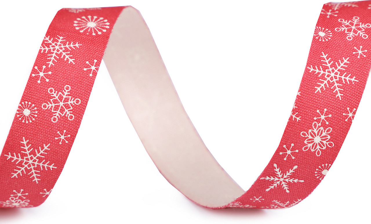 Bavlněná stuha vločky šíře 15 mm vánoční Varianta: 1 bílá, Balení: 13.5 m