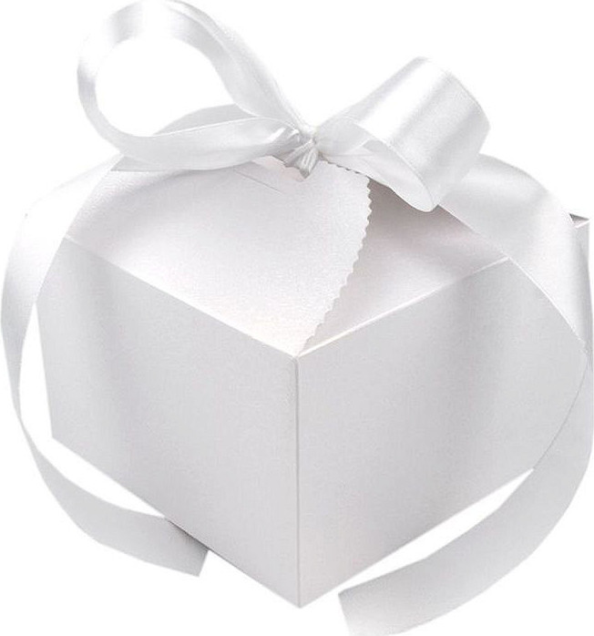 Papírová dárková krabička svatební se stuhou Varianta: 1 bílá perleť, Balení: 50 ks