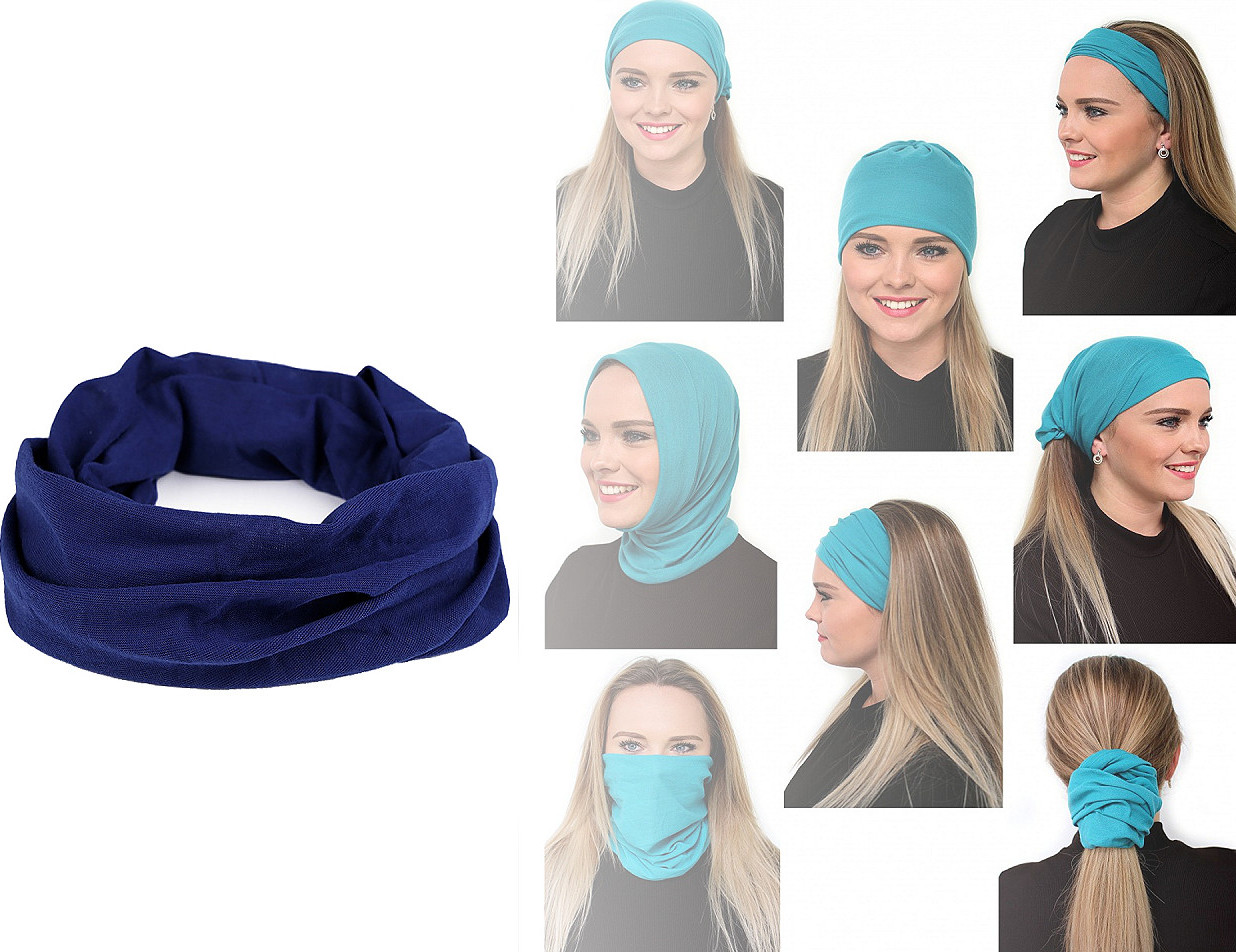 Multifunkční šátek pružný, bezešvý, jednobarevný Varianta: 4 modrá tmavá, Balení: 1 ks