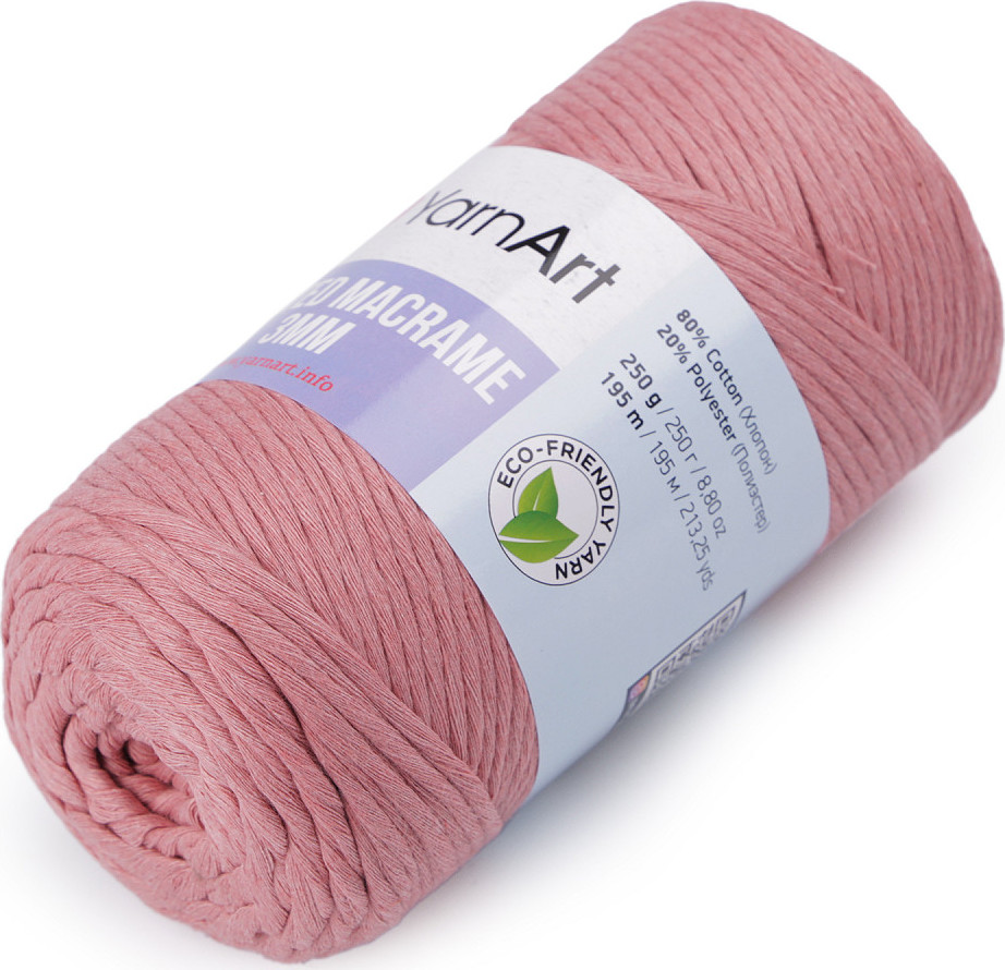 Pletací příze Twisted Macrame 250 g Varianta: 14 (792) starorůžová světlá, Balení: 1 ks