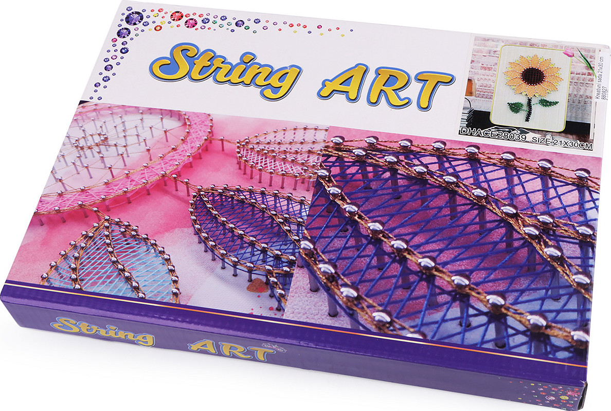 Kreativní sada String Art - tvoříme se šnůrkami 21x30 cm Varianta: 3 viz foto slunečnice, Balení: 1 sada