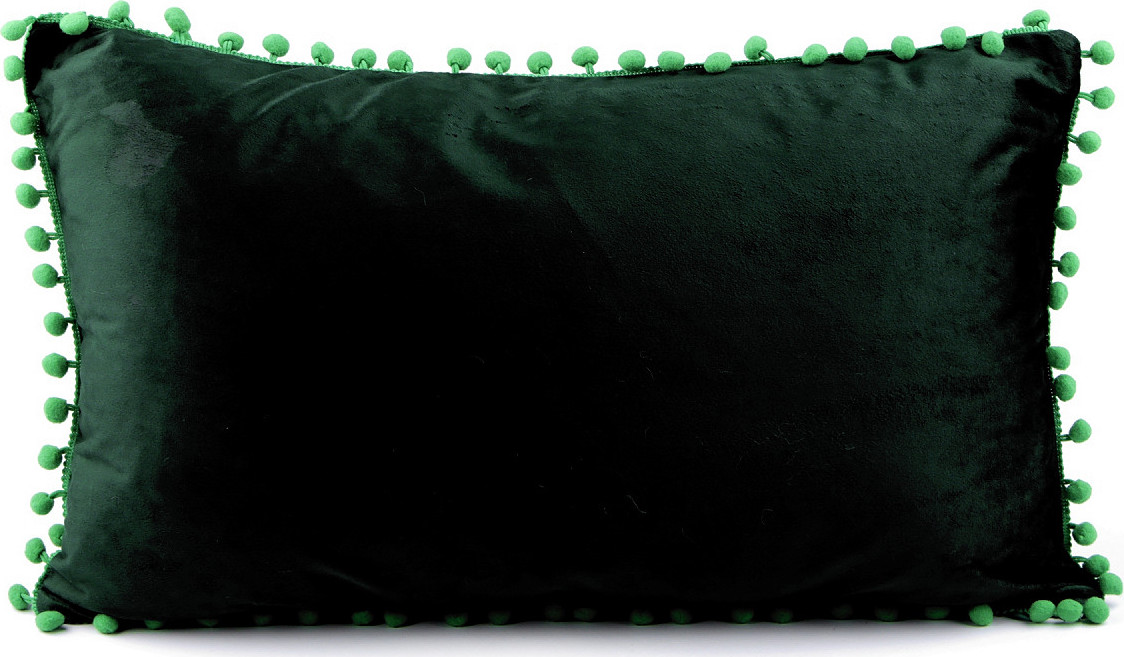 Sametový povlak na polštář s bambulkami 30x50 cm Varianta: 4 zelená tmavá, Balení: 2 ks