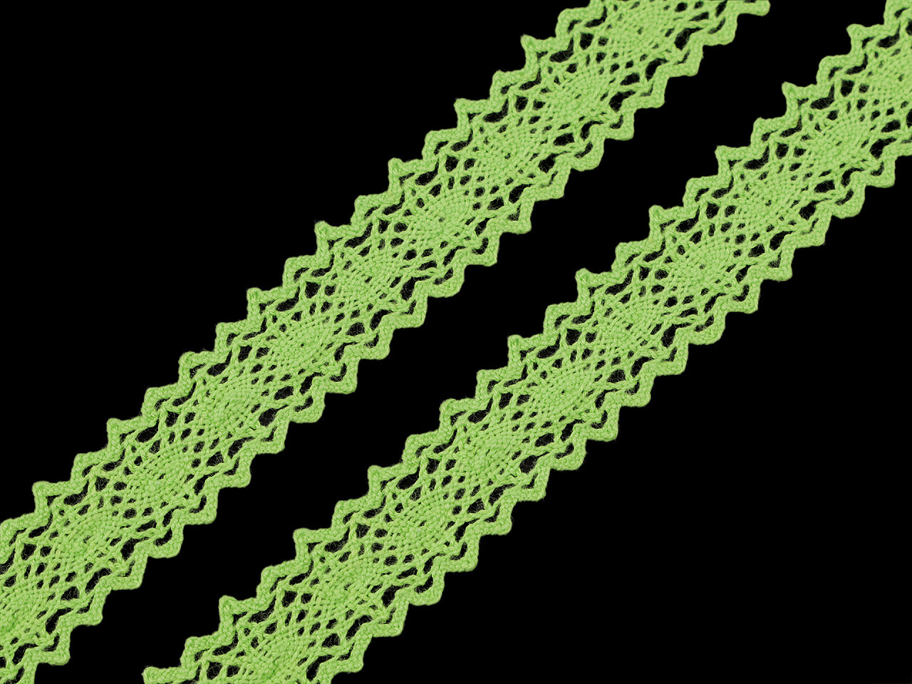 Krajka / vsadka paličkovaná šíře 23 mm Varianta: 8 zelená sv., Balení: 18 m