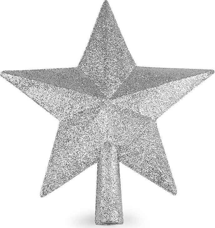 Vánoční hvězda na stromeček s glitry Varianta: 1 stříbrná, Balení: 1 ks