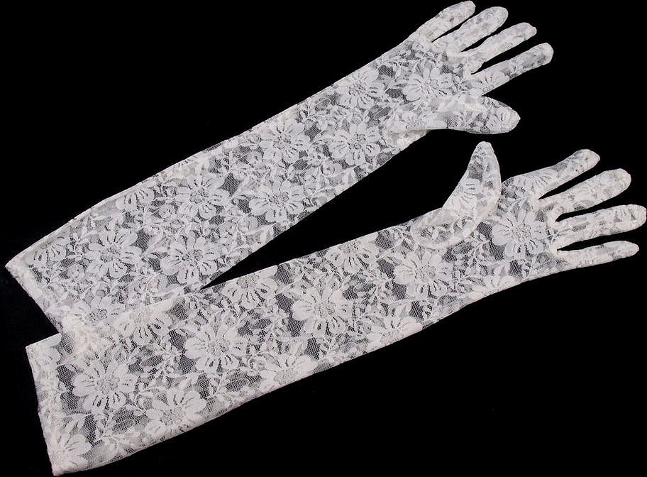 Dlouhé společenské rukavice krajkové Varianta: 1 bílá mléčná, Balení: 1 pár