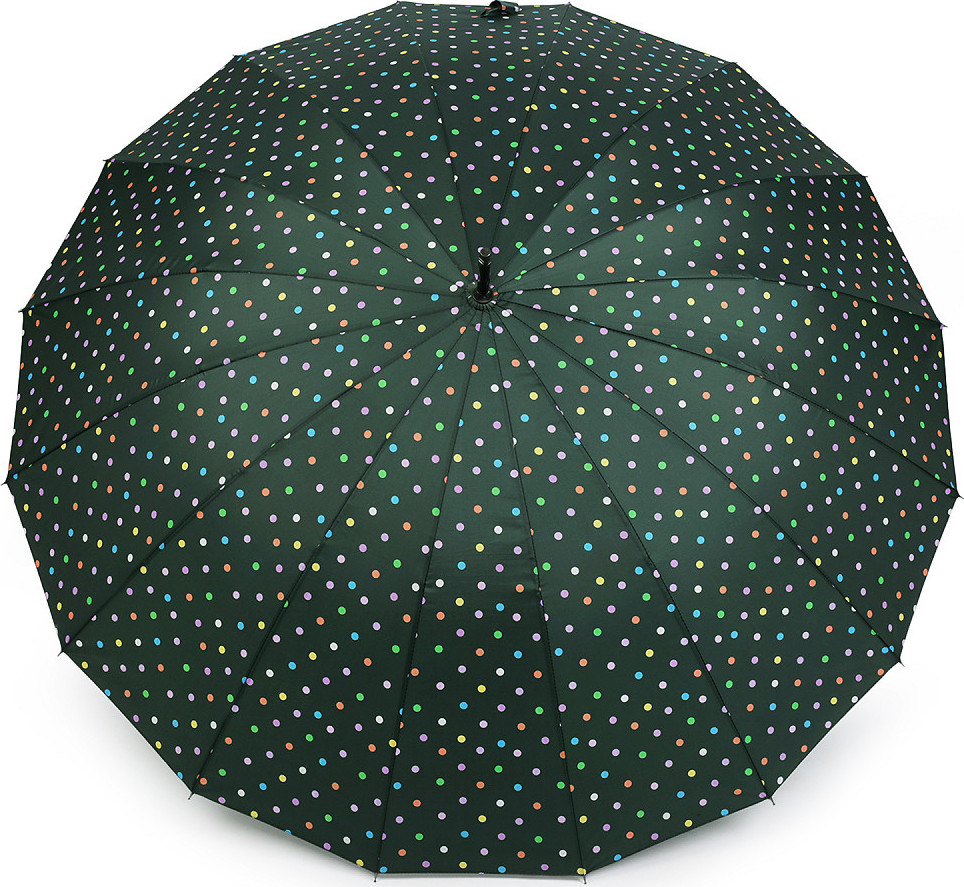 Velký rodinný deštník s puntíky Varianta: 3 zelená tm., Balení: 1 ks