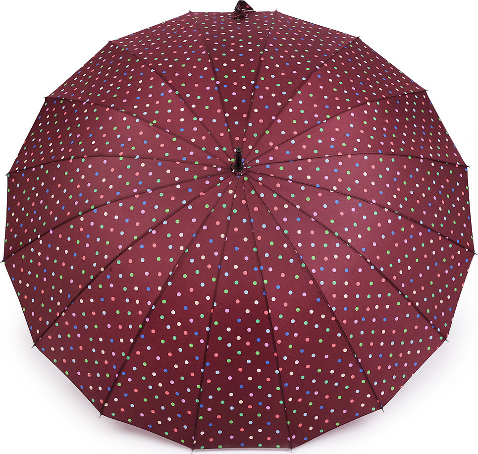 Velký rodinný deštník s puntíky Varianta: 1 vínová, Balení: 1 ks