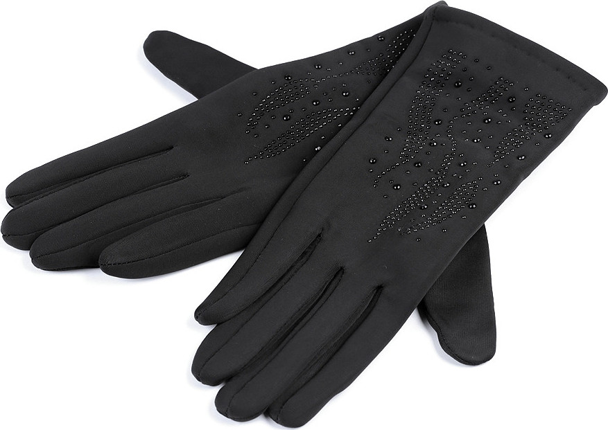 Dámské rukavice s kamínky Varianta: (vel. L) černá, Balení: 1 pár