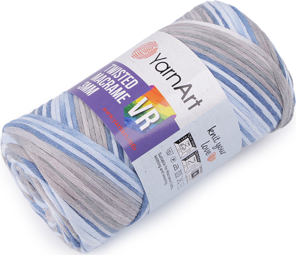 Pletací příze Twisted Macrame 250 g Varianta: 7 (916) modrá světlá, Balení: 1 ks