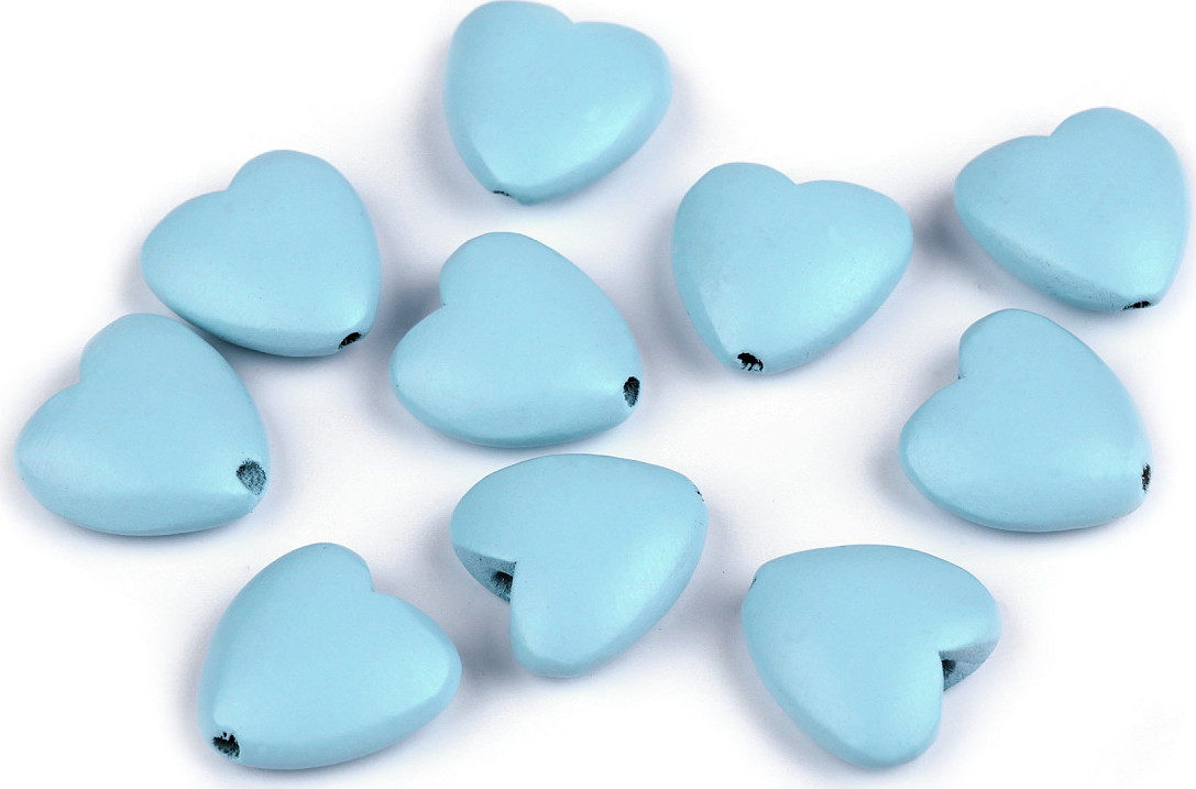 Dřevěné korálky srdce Ø20 mm Varianta: 2 modrá pomněnková, Balení: 10 ks