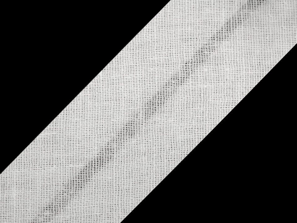 Šikmý proužek bavlněný šíře 20 mm zažehlený Varianta: 100 bílá, Balení: 25 m