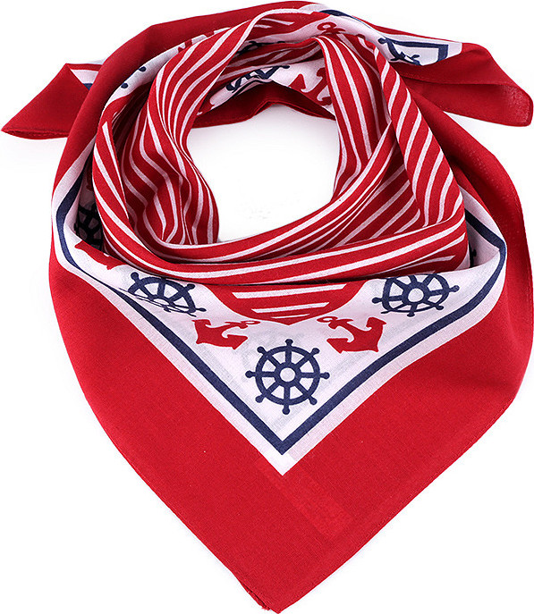 Bavlněný šátek s kotvami 55x55 cm Varianta: 1 červená, Balení: 1 ks