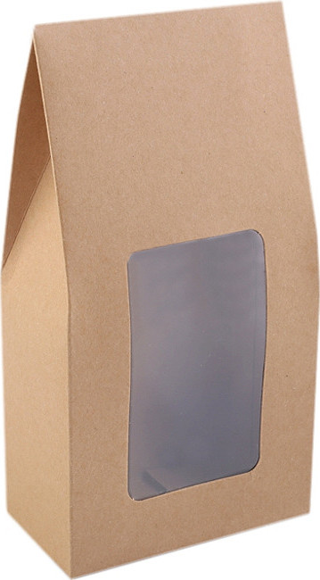 Papírová krabice s průhledem Varianta: hnědá přírodní, Balení: 50 ks