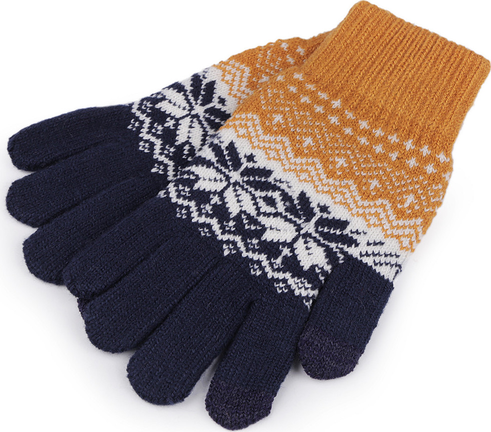 Dámské / dívčí pletené rukavice norský vzor Varianta: 3 hořčicová, Balení: 1 pár
