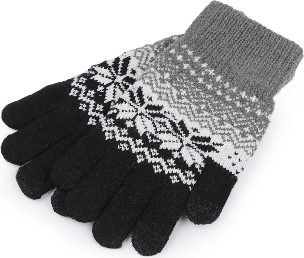 Dámské / dívčí pletené rukavice norský vzor Varianta: 4 šedá, Balení: 1 pár