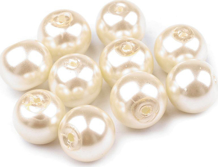 Skleněné voskové perly Ø10 mm Varianta: 02B krémová nejsvět., Balení: 50 g