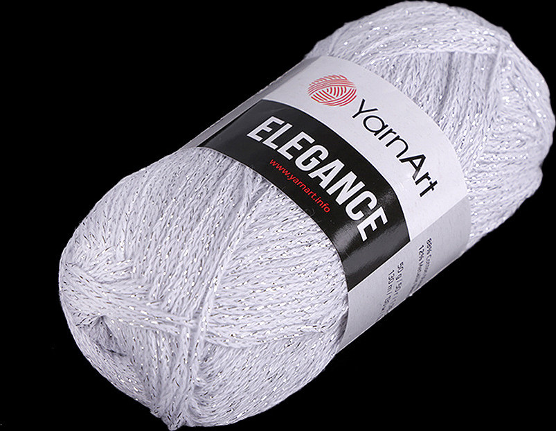 Pletací příze Elegance lurex 50 g Varianta: 1 (101) bílá stříbrná, Balení: 1 ks