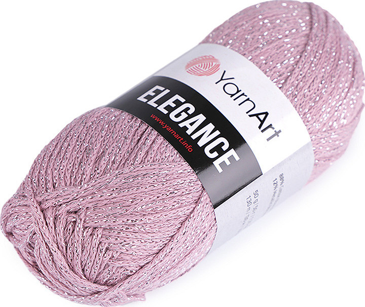 Pletací příze Elegance lurex 50 g Varianta: 3 (110) starorůžová sv. stříbrná, Balení: 1 ks