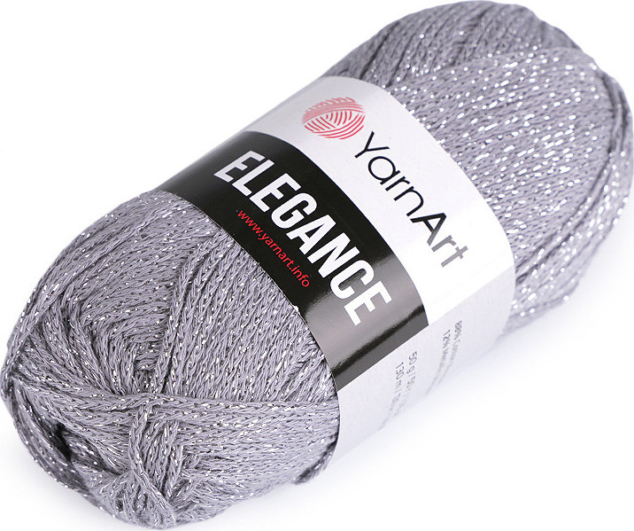 Pletací příze Elegance lurex 50 g Varianta: 5 (102) šedá stříbrná, Balení: 1 ks