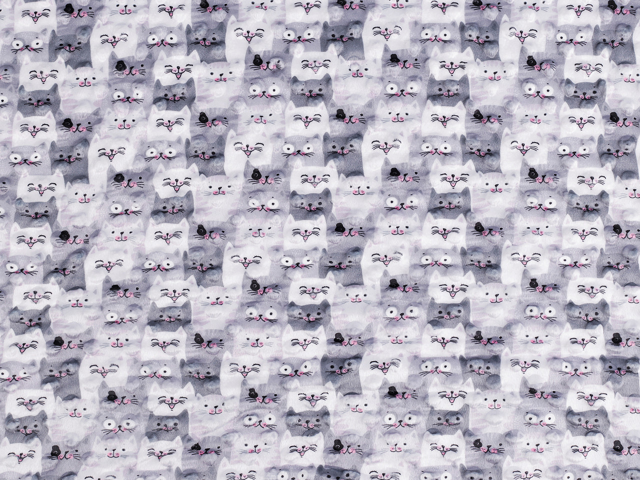 Minky s 3D puntíky kočky Varianta: šedá, Balení: 1 m