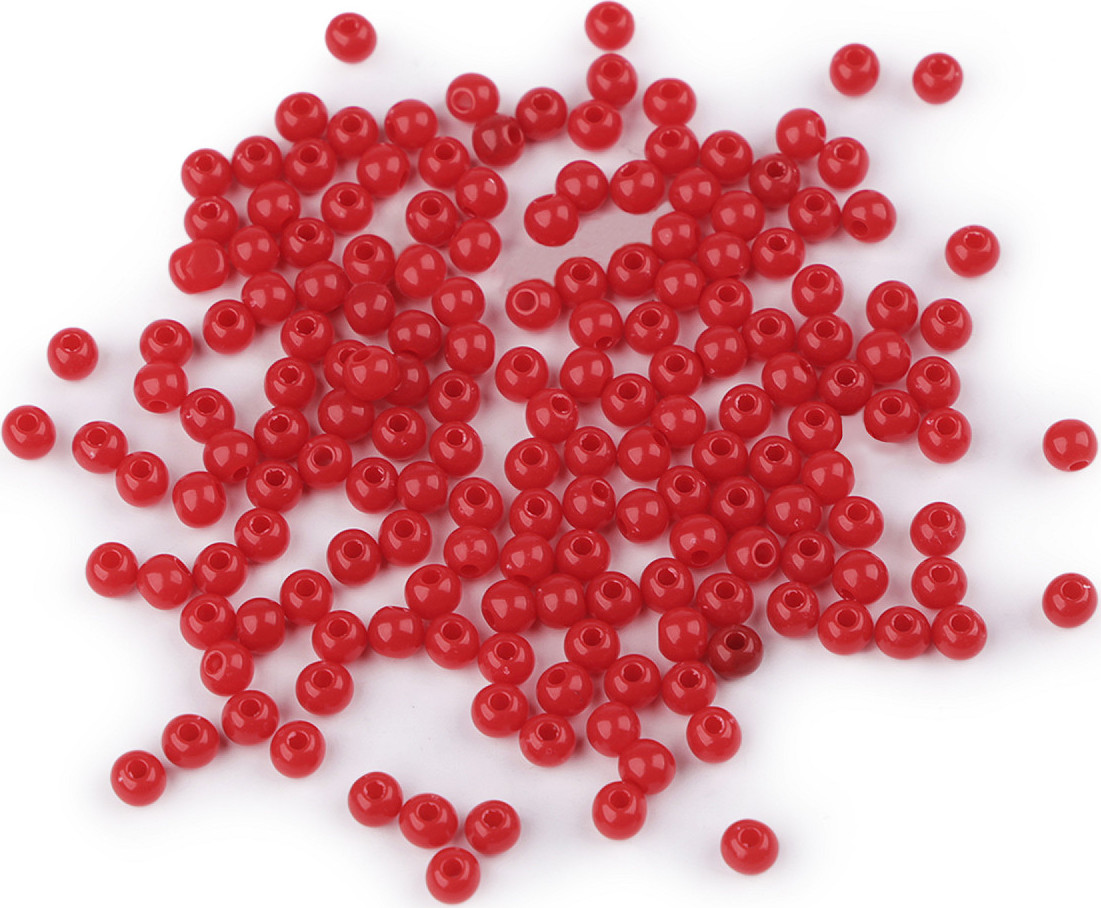 Plastové korálky Color Ø4 mm Varianta: 4 červená, Balení: 20 g